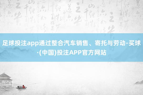 足球投注app通过整合汽车销售、寄托与劳动-买球·(中国)投注APP官方网站