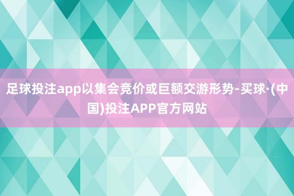 足球投注app以集会竞价或巨额交游形势-买球·(中国)投注APP官方网站