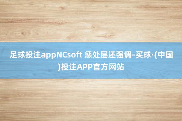 足球投注appNCsoft 惩处层还强调-买球·(中国)投注APP官方网站