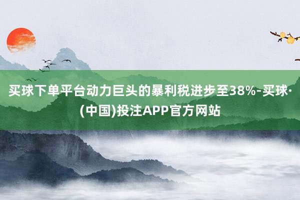 买球下单平台动力巨头的暴利税进步至38%-买球·(中国)投注APP官方网站