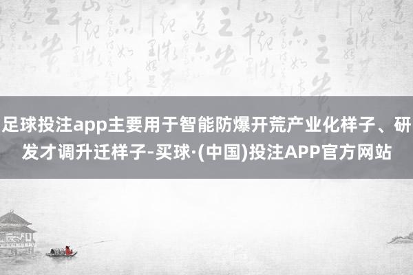 足球投注app主要用于智能防爆开荒产业化样子、研发才调升迁样子-买球·(中国)投注APP官方网站