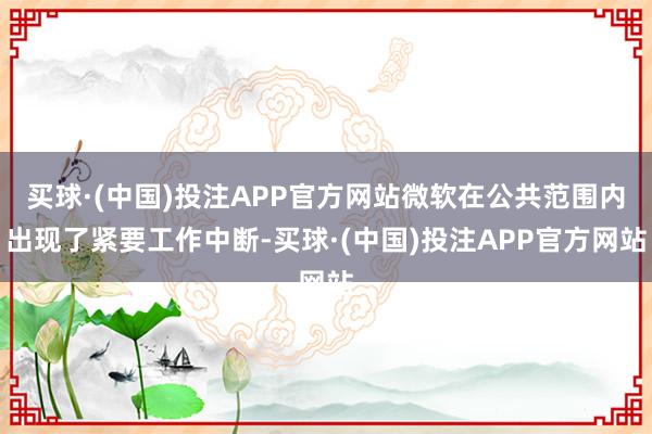 买球·(中国)投注APP官方网站微软在公共范围内出现了紧要工作中断-买球·(中国)投注APP官方网站