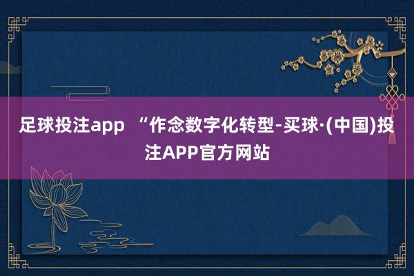 足球投注app  “作念数字化转型-买球·(中国)投注APP官方网站