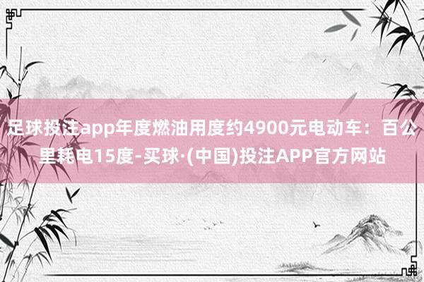 足球投注app年度燃油用度约4900元电动车：百公里耗电15度-买球·(中国)投注APP官方网站