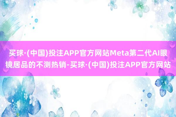 买球·(中国)投注APP官方网站Meta第二代AI眼镜居品的不测热销-买球·(中国)投注APP官方网站