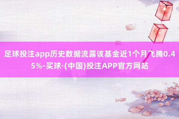 足球投注app历史数据流露该基金近1个月飞腾0.45%-买球·(中国)投注APP官方网站