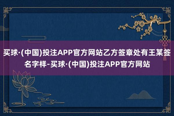 买球·(中国)投注APP官方网站乙方签章处有王某签名字样-买球·(中国)投注APP官方网站