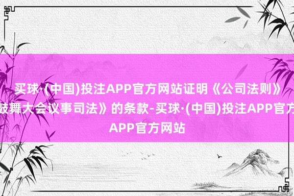 买球·(中国)投注APP官方网站证明《公司法则》、《鼓舞大会议事司法》的条款-买球·(中国)投注APP官方网站