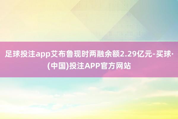 足球投注app艾布鲁现时两融余额2.29亿元-买球·(中国)投注APP官方网站