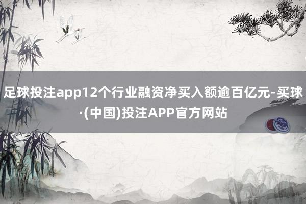 足球投注app12个行业融资净买入额逾百亿元-买球·(中国)投注APP官方网站