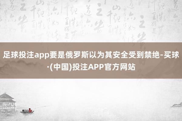 足球投注app要是俄罗斯以为其安全受到禁绝-买球·(中国)投注APP官方网站