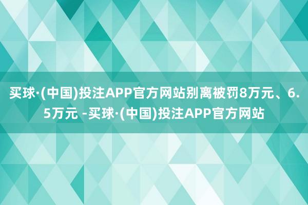 买球·(中国)投注APP官方网站别离被罚8万元、6.5万元 -买球·(中国)投注APP官方网站