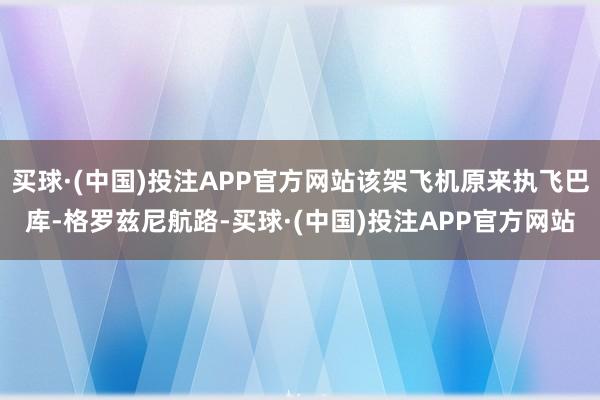 买球·(中国)投注APP官方网站该架飞机原来执飞巴库-格罗兹尼航路-买球·(中国)投注APP官方网站