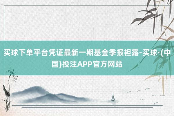 买球下单平台凭证最新一期基金季报袒露-买球·(中国)投注APP官方网站