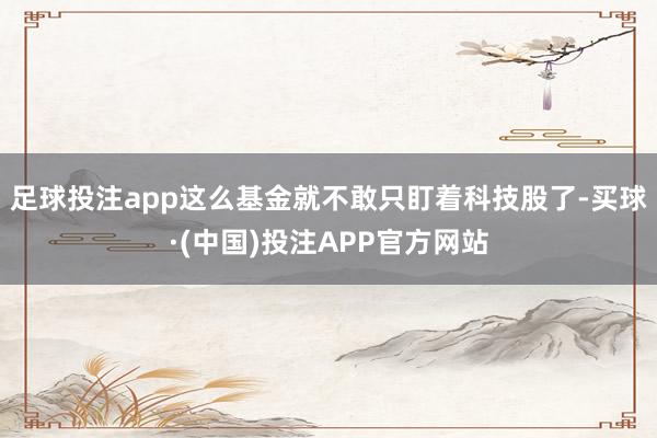 足球投注app这么基金就不敢只盯着科技股了-买球·(中国)投注APP官方网站