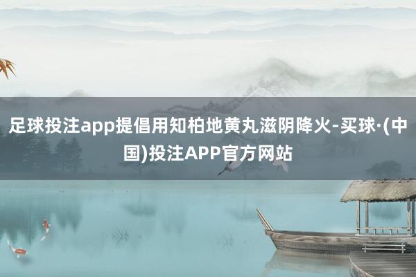 足球投注app提倡用知柏地黄丸滋阴降火-买球·(中国)投注APP官方网站