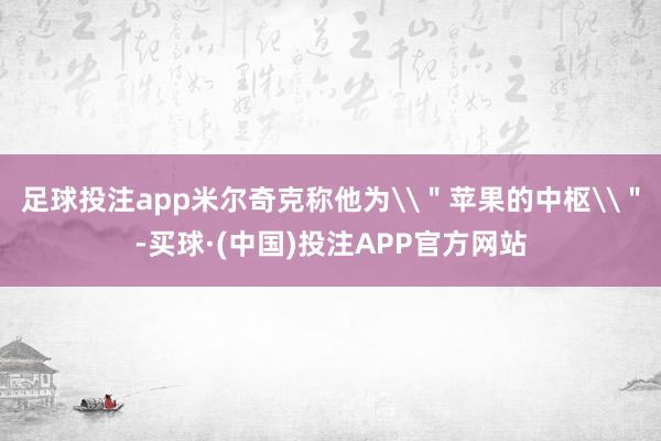 足球投注app米尔奇克称他为\＂苹果的中枢\＂-买球·(中国)投注APP官方网站