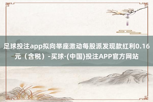 足球投注app拟向举座激动每股派发现款红利0.16元（含税）-买球·(中国)投注APP官方网站