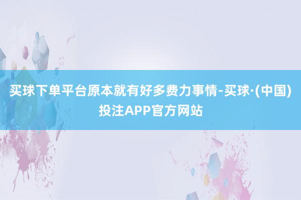 买球下单平台原本就有好多费力事情-买球·(中国)投注APP官方网站