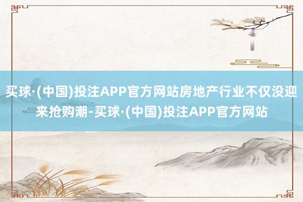 买球·(中国)投注APP官方网站房地产行业不仅没迎来抢购潮-买球·(中国)投注APP官方网站