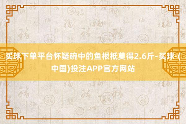 买球下单平台怀疑碗中的鱼根柢莫得2.6斤-买球·(中国)投注APP官方网站