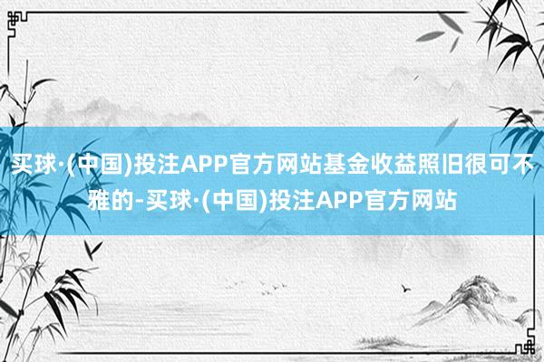 买球·(中国)投注APP官方网站基金收益照旧很可不雅的-买球·(中国)投注APP官方网站