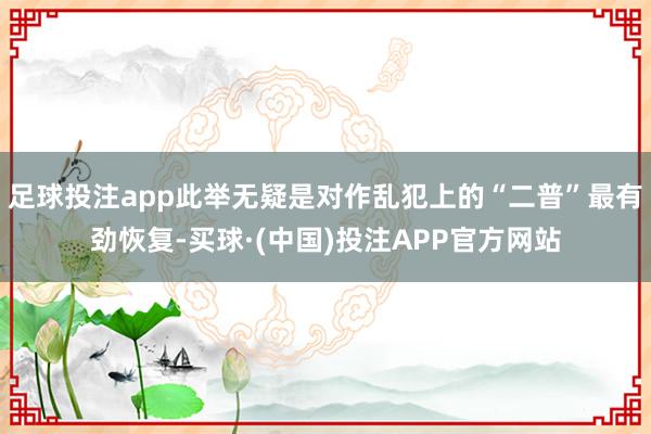 足球投注app此举无疑是对作乱犯上的“二普”最有劲恢复-买球·(中国)投注APP官方网站